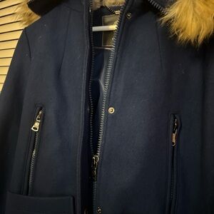 Vince Camuto Royal Blue Coat with Faux Fur Hood